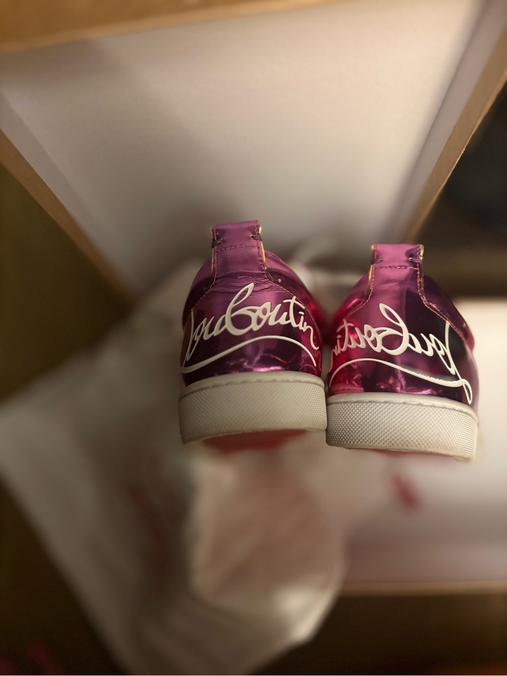Christian Louboutin Kids Metallic Fuchsia Low-Top Sneakers